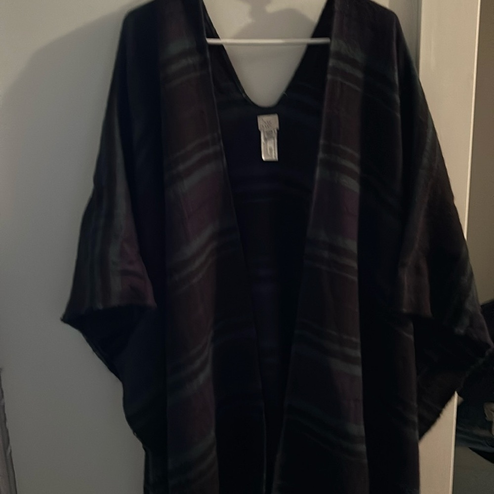 A New Day Plaid Poncho Coverup Cardigan sweater OSFM EUC